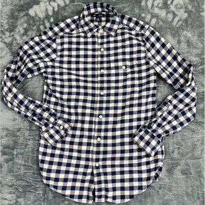 Gap Classic Fit Blue & White Buffalo Check Flannel Shirt XS Cotton